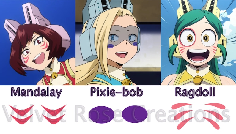 Wild Wild Pussycats Cheek Temporary Tattoos Hero Academia ...