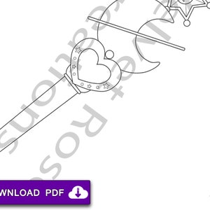 Printable 2D Sailor Neptune Transformation Wand Blueprint for Cosplay - Moon - Template - Pattern - Cosplay Pattern - Prop Pattern
