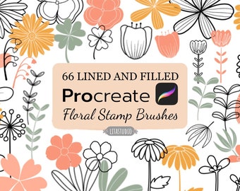 66 Hand Drawn Floral Stamp Brushes: Botanical Procreate Stamps (DIY)