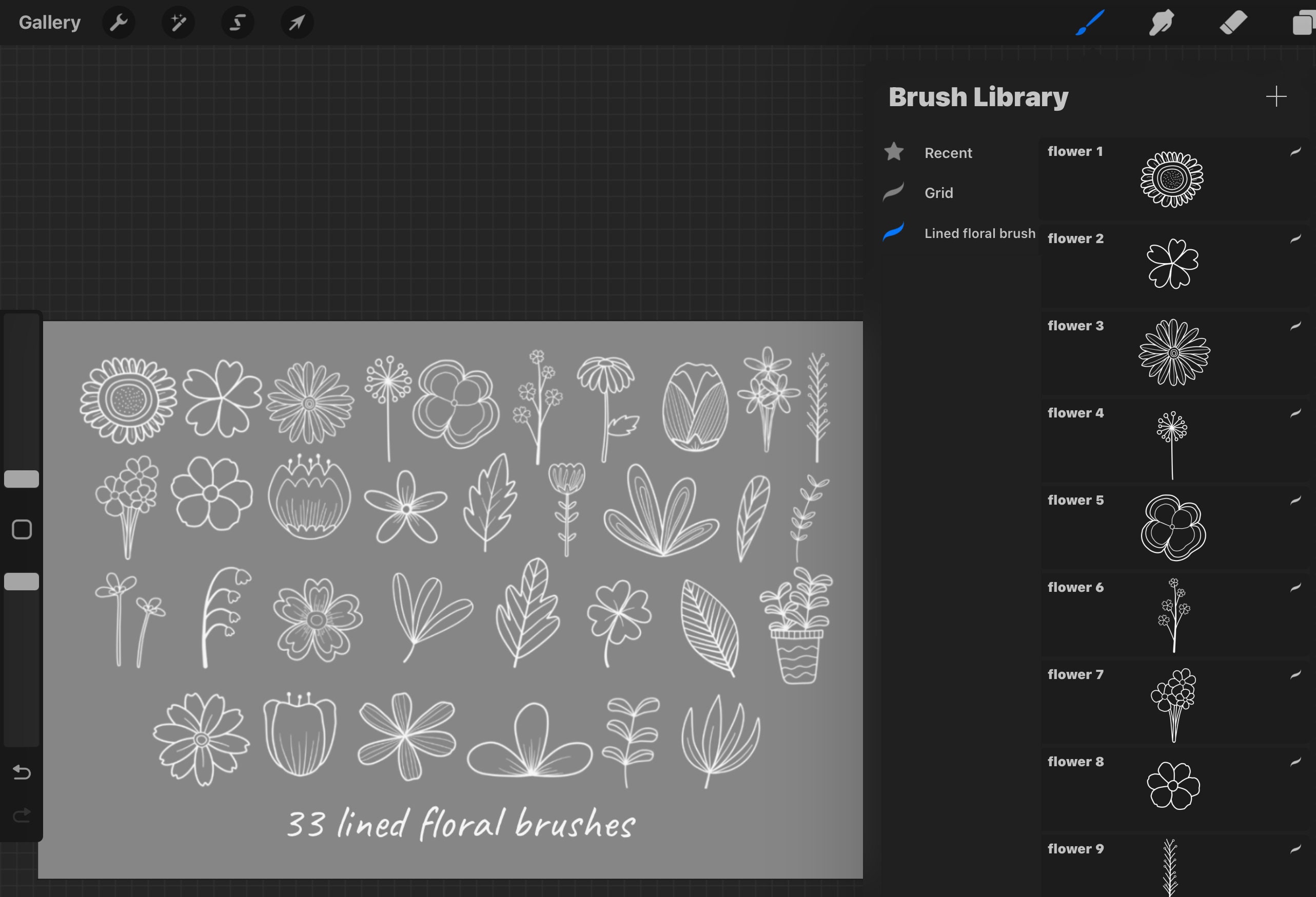 66 Hand Drawn Botanical Stamp Procreate, Flower Stamps, Floral Stamp ...