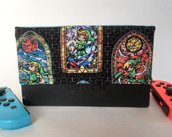 Legend of Zelda Stain Glass Nintendo Dock Cover, Dock Sock, Customizable