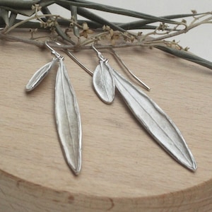 Olive Leaf Silver Dangle Earrings - Nature-Inspired Statement Jewelry for Women who Love Botanical Beauty