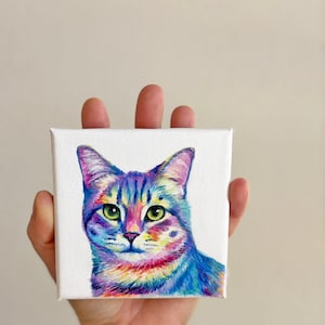 Mini Cat Portrait, Custom Pet Portrait From Photo, Cat Commission, Mini Dog Portrait, Cat Painting Original, Watercolor Pet Painting