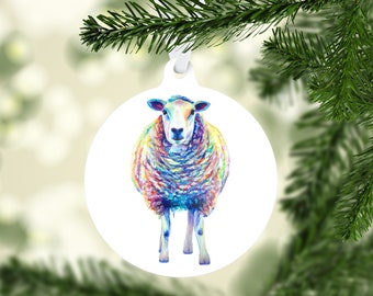 Sheep Ornament, Sheep Christmas Tree Ornament, Sheep Holiday Ornament, Sheep Farm Animal Christmas, Farm Holiday Decor, Colorful Sheep