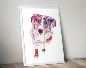 Australian Shepherd Print | Australain Shepherd Art | Australian Shepherd | Shepherd Art | Dog Art | Australian Shepherd gift | Dog print