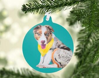 Australian Shepherd Puppy Ornament, Christmas Ornament, Dog Christmas, Dog Ornament, Australian Shepherd Mom, Gift for Dog Mom