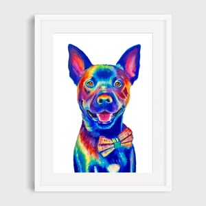 Custom Rainbow Pet Portrait, Pet Portrait Commission, Watercolor Painting From Photo, Personalized Pet Memorial Portrait