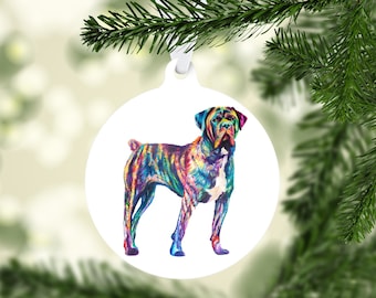 Colorful Brindle Cane Corso Ornament, Cane Corso Lover, Brindle Mastiff Ornament, Holiday Gift for Dog Lover, Best Gift for Cane Corso Mom