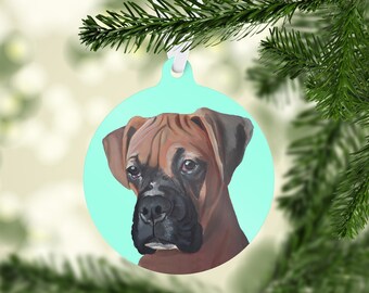 Turquoise Boxer Dog Ornament