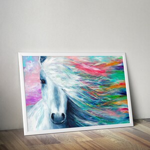 HORSE PRINT, Colorful Horse Print, Acrylic Horse Painting, Horse Art, Horse Painting, Horse Decor, Nursery Art, Baby Horse, Horse Lover