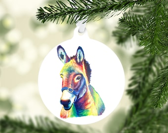 Donkey Ornament, Donkey Holiday Ornament, Donkey Christmas Tree Ornament, Farm Animal Christmas Decor