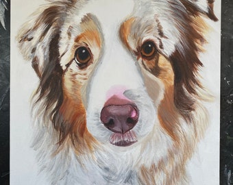 Retrato personalizado de mascota, pintura a partir de una foto, pintura acrílica para mascotas, pintura de perro, regalo conmemorativo para mascotas, regalo para un amigo, regalo para el Día de la Madre.