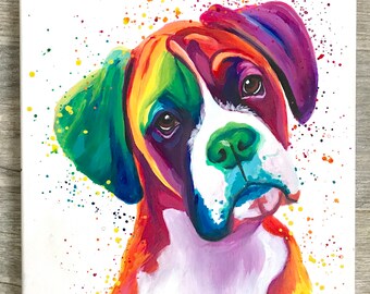 Dog Painting Custom, Personalized Pet Portrait, Painting From Photo, Canvas Painting, Colorful Portrait, Dog Wall Art, Dog Lover Gifts