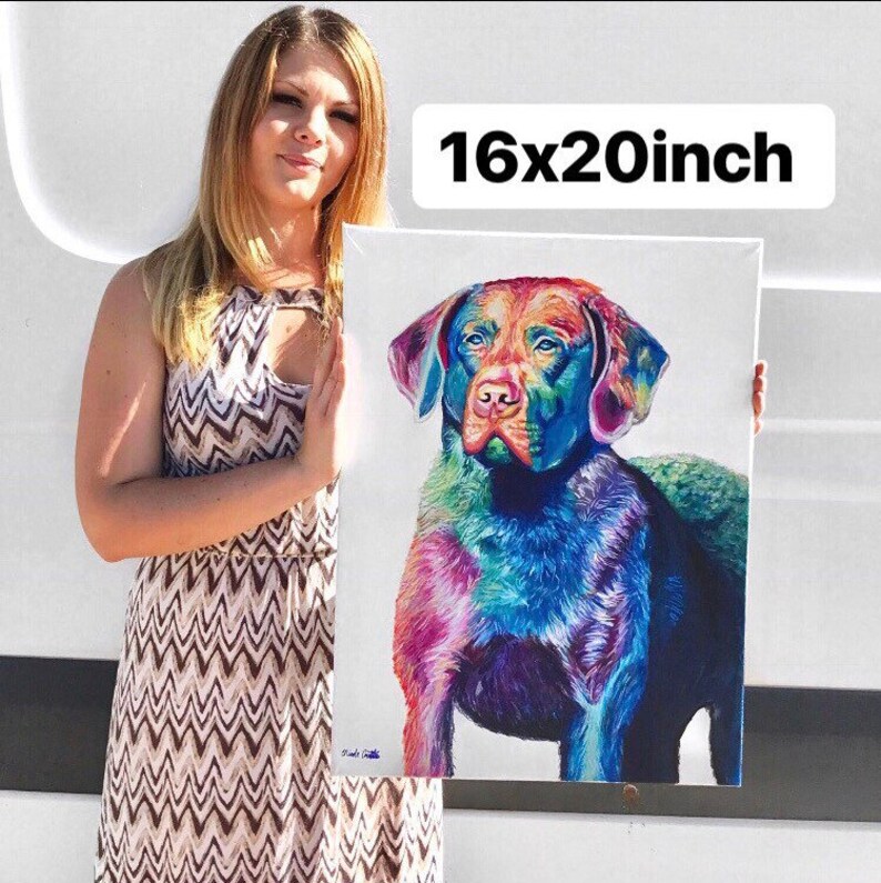 Colorful Pet Painting Colorful Pet Art Colorful Custom Pet Portrait Rainbow Pet Portrait Personalized Dog Painting