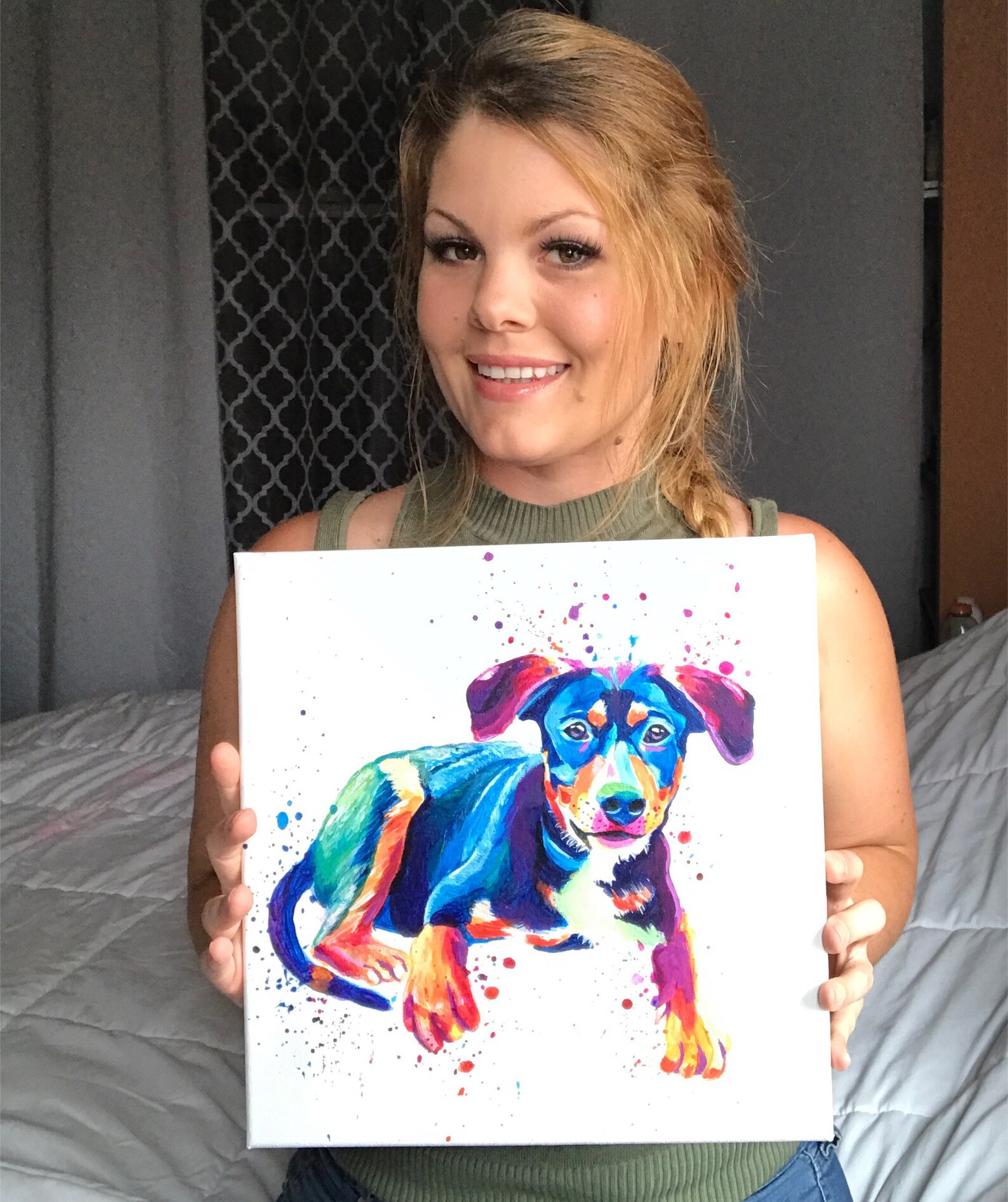 Personalized Pet Portrait Painting From Photo Canvas Etsy