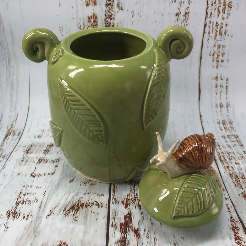 Snail Jar Storage Jar Green Jar Snail Etsy