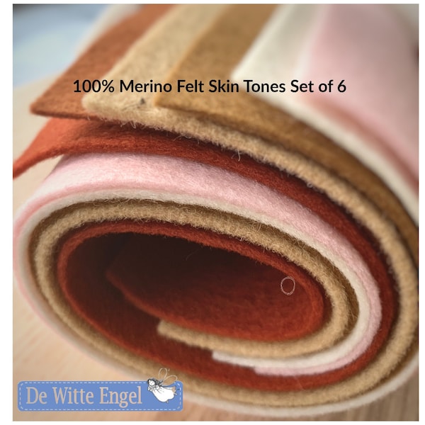 Skin Tones Wool Felt Sheets // 100% Merino Wool Felt // Waldorf Felt set  // High quality wool felt sheets// Pink to brown tones