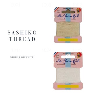 SASHIKO THREAD - Fil dentaire japonais - Broderie à la main cartes de fil blanc et blanc cassé - Broderie artisanale japonaise