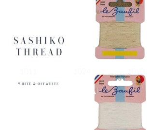 SASHIKO THREAD - Japanese darning floss - Hand embroidery thread cards white and off white - Japanese craft embroidery