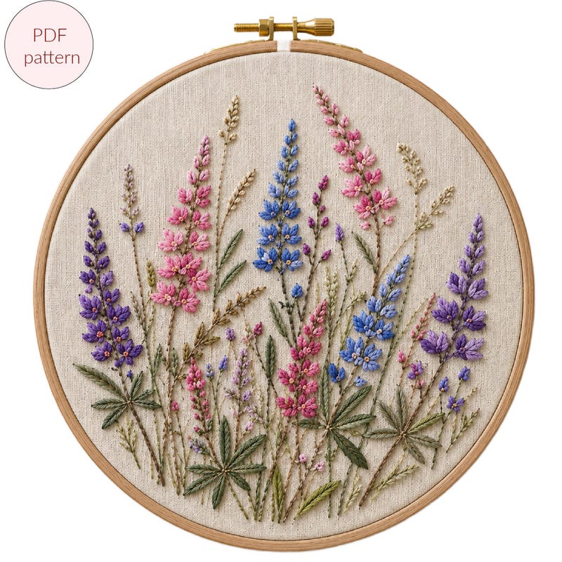 Lupin Embroidery Pattern - Etsy