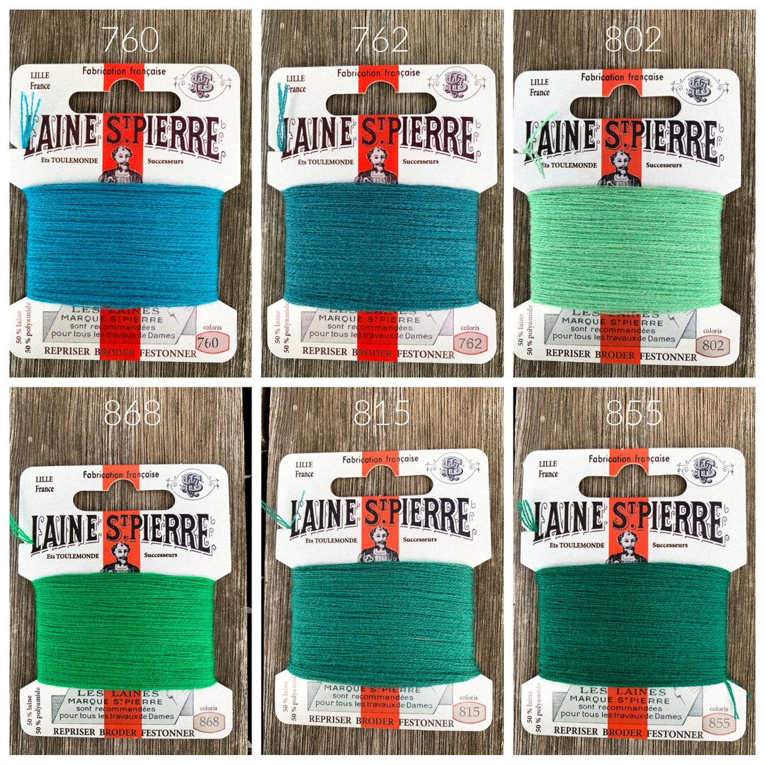 Green Darning Floss Embroidery Wool Floss Hand Embroidery Wool Cards