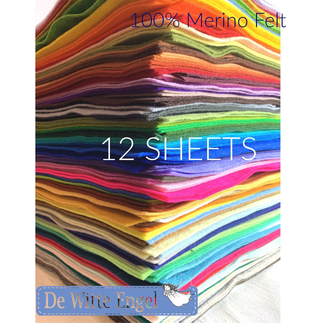 Merino Wool Felt Assortment 12 SHEETS / 100 Wool Felt / Pure Merino