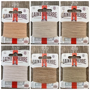 Laine à repriser beige - Fil de laine à broder - Cartes de laine à broder à la main Laine St Pierre beige marron café - Broderie à la main française