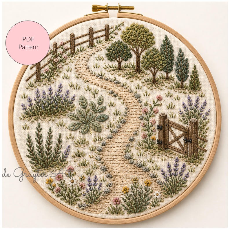 Garden Embroidery Pattern - Botanical Chart PDF - Garden Layout Design ...
