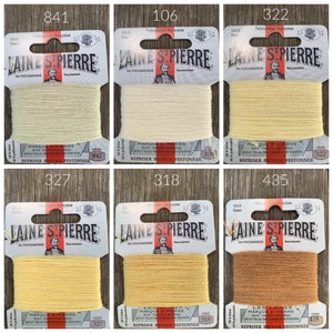 Beige darning wool - Embroidery wool floss - Hand embroidery wool cards Laine St Pierre beige cream coffee - French Hand Embroidery