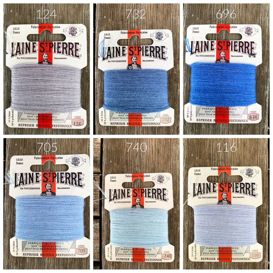 Blue Darning Floss Embroidery Wool Floss Hand Embroidery Wool Cards