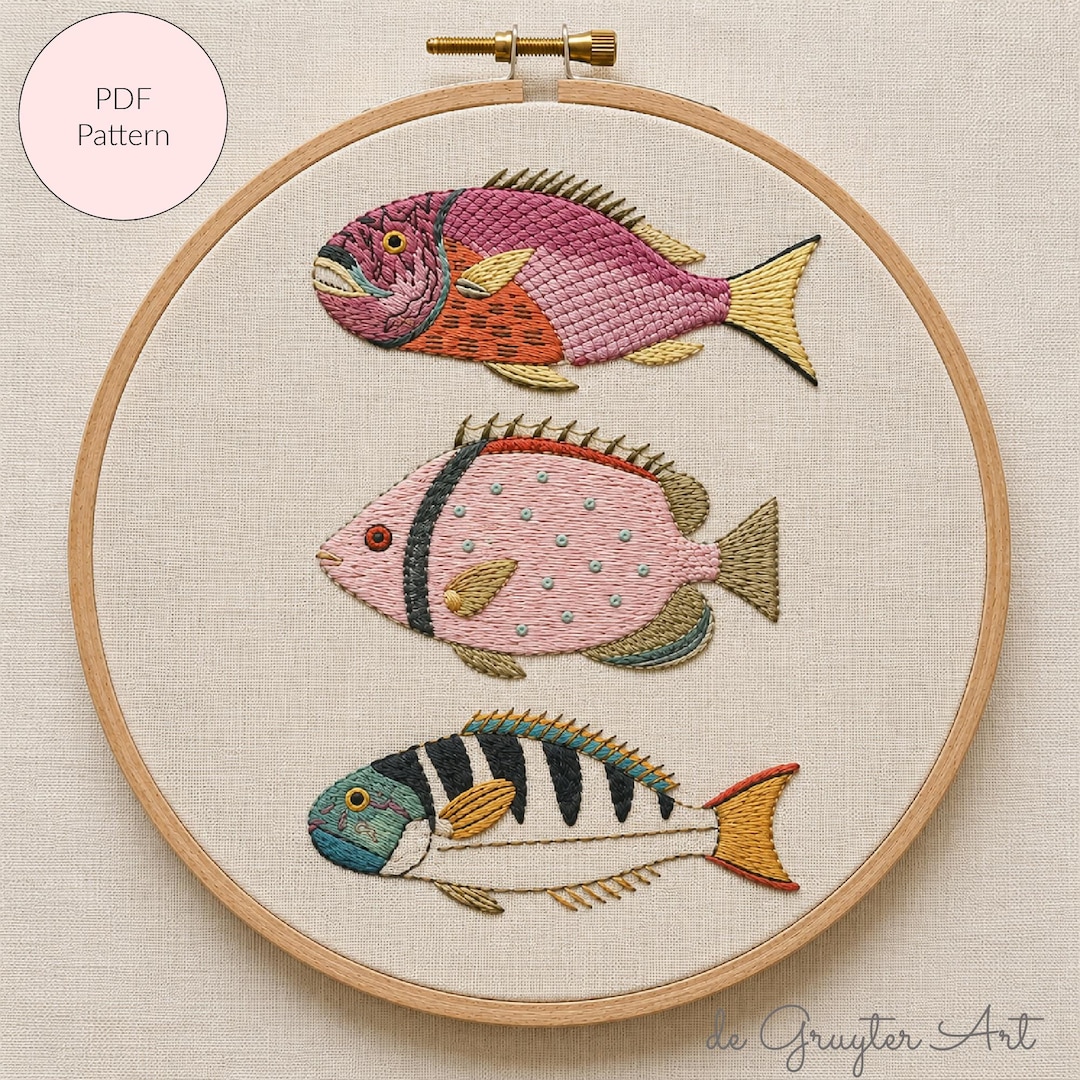 Pattern Fish Tropical Fish Embroidery Pattern - Natural History Sea Life Hand ...
