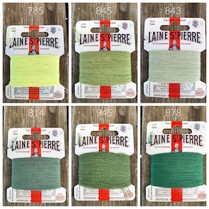 Groene stopwol - borduurwol - handborduurwol kaarten Laine St Pierre mos pistachegroen - Frans handborduurwerk