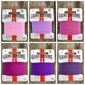 Laine à repriser lilas - Fil de laine à broder violet - Cartes de laine à broder à la main Laine St Pierre rose - Broderie à la main française