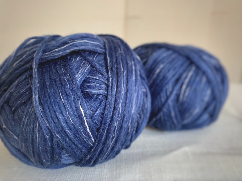 Linen yarn jeans blue merino wool // Fingering sport organic Etsy