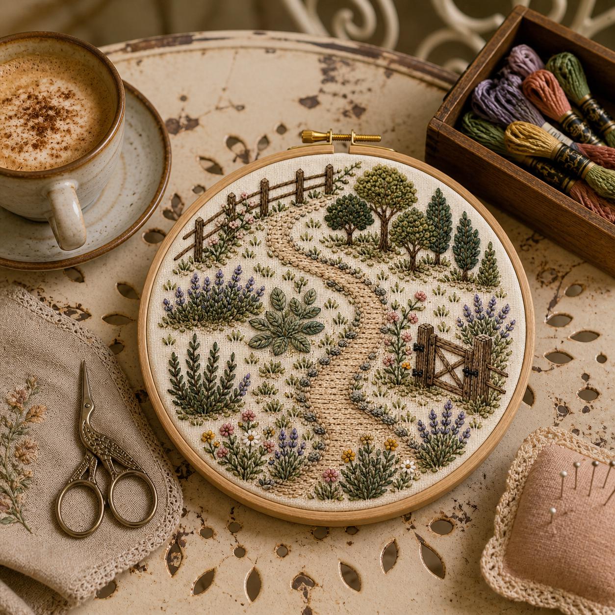 Garden Embroidery Pattern - Botanical Chart PDF - Garden Layout Design ...