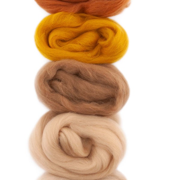 Merino couleur itinérante ensemble de laine chameau brun // Douce aiguille feutre laine // laine itinérante // Laine de laine // Laine artisanale pour feutre LIGHT BROWN