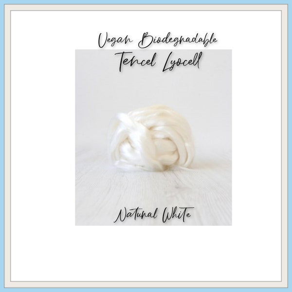 Vegan Biodegradable Tencel™ Lyocell tops / Eucalyptus Plant Fibre /  For spinning weaving felting blending -  Color: Natural White