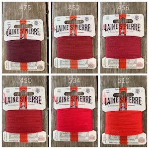 Donkerrode stopwol - borduurwol - handborduurwol kaarten Laine St Pierre rood kastanjebruin bordeaux - Frans handborduurwerk