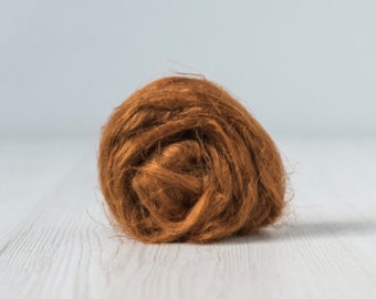 superior flax linen roving tops sliver CINNAMON // DHG // natural flax fibers for wet felting -  spinning - weaving - doll hair