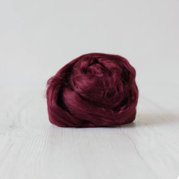1 oz MULBERRY SILK Tops (combed sliver) Roving / Mulberry silk fibers weaving spinning DHG / Color: Soft Fruit