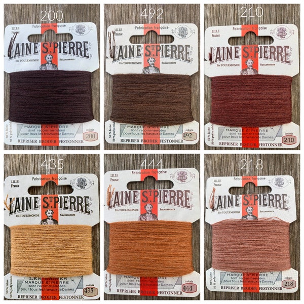 Brown darning wool - Embroidery wool floss - Hand embroidery wool cards Laine St Pierre espresso brown coffee - French Hand Embroidery