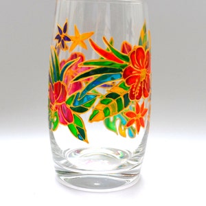 Hibiscus flowers Hand painted Stemless Wine glasses image 10