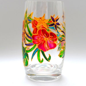 Hibiscus flowers Hand painted Stemless Wine glasses image 8