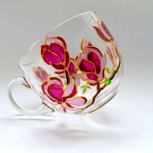 Hand Painted Magnolia Coffee Mug: Personalized Floral Gift