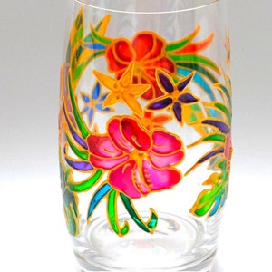 Hibiscus flowers Hand painted Stemless Wine glasses image 4