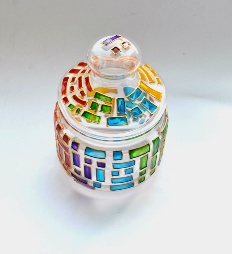 Candy jar Kitchen canisters Painted glassware Farmhouse decor Etsy