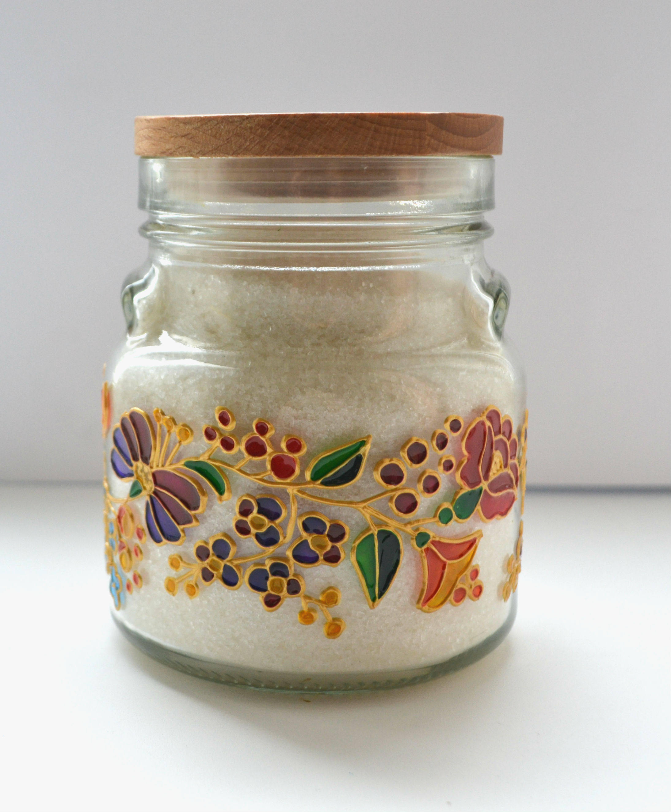 Painted glass jars with lids Glass pot Coffee jar Tea coffee Etsy