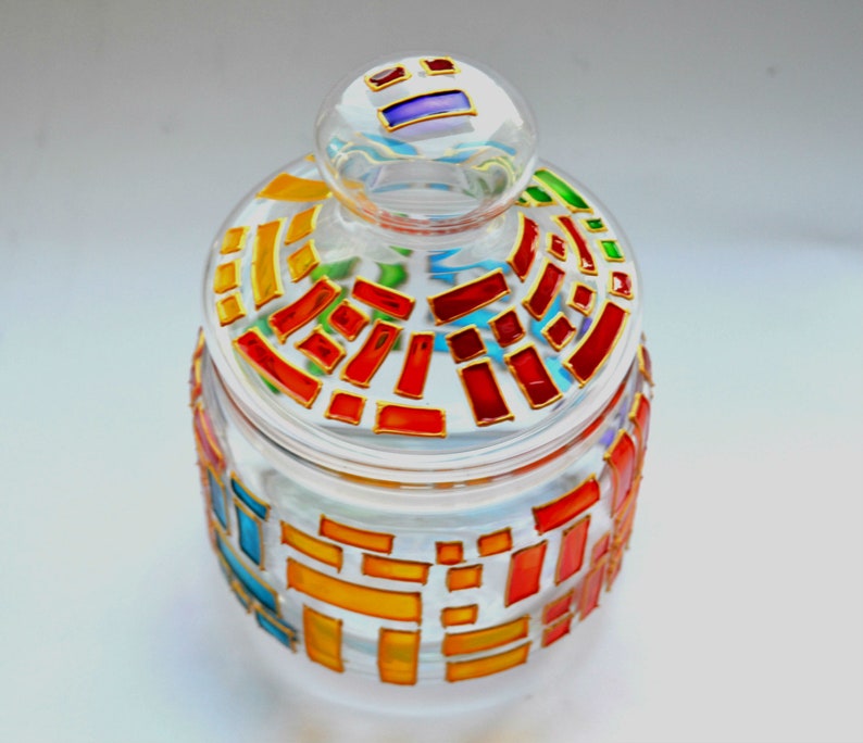 Candy jar Kitchen canisters Painted glassware Farmhouse decor Etsy