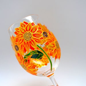 Sunflower hand Painted wine glasses Christmas gifts for grandma  Personalized gift