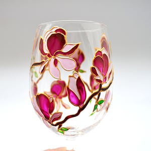 Hand painted wine glasses flowers Personalized wine glass mothers day Wedding glasses